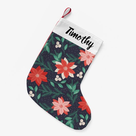 ビッグ赤と白クリスマスポインセチア スモールクリスマスストッキング (正面 (吊り時))