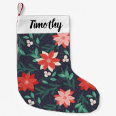 ビッグ赤と白クリスマスポインセチア スモールクリスマスストッキング (正面)