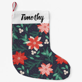 ビッグ赤と白クリスマスポインセチア スモールクリスマスストッキング