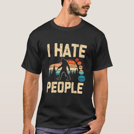 ビッグ足サスカッチ私は人々を憎むレトロ山Sc Tシャツ (正面)