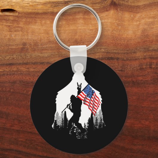 ビッグ足シャツビフートアメリカ国旗の愛国心 キーホルダー (正面)