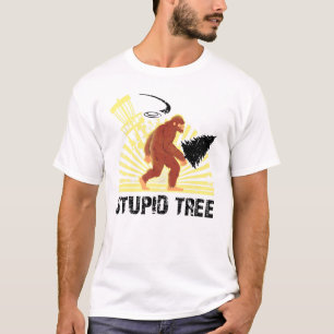 ビッグ足愚かな木ディスクゴルフカッコいいデザイン男性へ Tシャツ