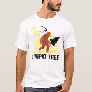 ビッグ足愚かな木ディスクゴルフカッコいいデザイン男性へ Tシャツ