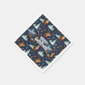 ビッグ足、エイリアン、トナカイのクリスマス スタンダードカクテルナプキン (角)