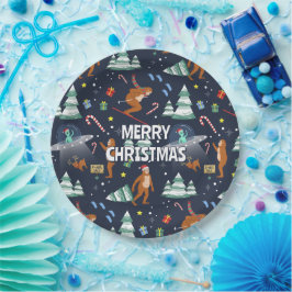 ビッグ足、エイリアン、トナカイのクリスマス ペーパープレート