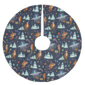 ビッグ足、エイリアン、トナカイSci-Fiクリスマス ブラッシュドポリエステルツリースカート (正面)