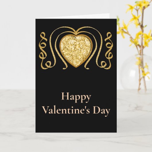 ビッグ金ゴールドハートバレンタイン家族の挨拶 カード (黄色い花)