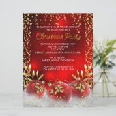 ビッグ金ゴールドホリーボーブルレッドクリスマスホリデーパーティー 招待状 (スタンド正面)