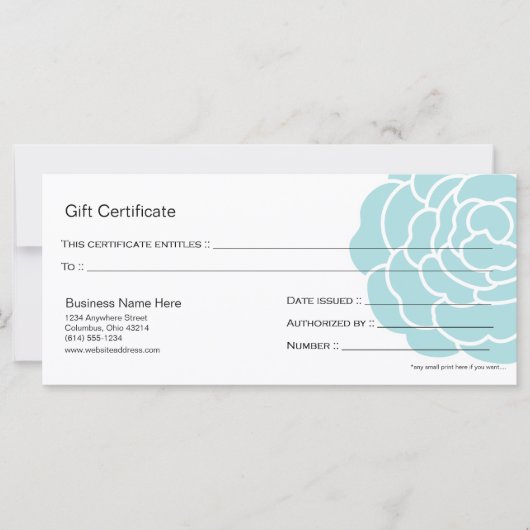 ビッグ青フラワーギフト券デザイン4 (正面)