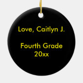 ビッグ黄色のスクールバス先生ドライバギフト セラミックオーナメント (裏面)