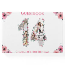 ビッグ14誕生日フォトコラージュ花ガールホワイト