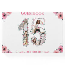 ビッグ15誕生日フォトコラージュ花ガールホワイト