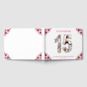 ビッグ15誕生日フォトコラージュ花ガールホワイト ゲストブック (全面)