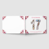 ビッグ17誕生日フォトコラージュ花ガールホワイト ゲストブック (全面)