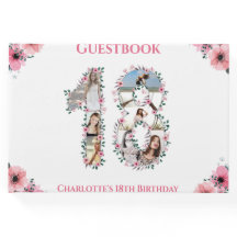 ビッグ18誕生日フォトコラージュ花ガールホワイト