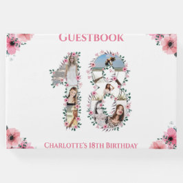 ビッグ18誕生日フォトコラージュ花ガールホワイト ゲストブック