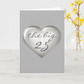 ビッグ25の銀のガラスのハート - 中身が空っぽ カード (黄色い花)