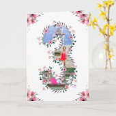 ビッグ3歳の誕生日ガールフォトコラージピンクフラワー カード (黄色い花)