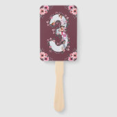 ビッグ3歳の誕生日ガールフォトコラージピンクフラワー ハンドファン (正面)