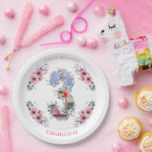 ビッグ3歳の誕生日ガールフォトコラージピンクフラワー ペーパープレート (パーティー)