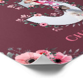 ビッグ3歳の誕生日ガールフォトコラージピンクフラワー ポスター (角)