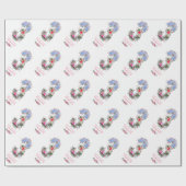 ビッグ3歳の誕生日ガールフォトコラージピンクフラワー ラッピングペーパー (フラット)