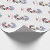 ビッグ3歳の誕生日ガールフォトコラージピンクフラワー ラッピングペーパー (角)
