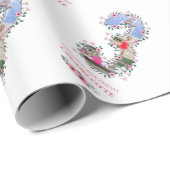 ビッグ3歳の誕生日ガールフォトコラージピンクフラワー ラッピングペーパー (ロールコーナー)