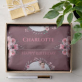 ビッグ3歳の誕生日ガールフォトコラージピンクフラワー 薄葉紙 (ギフト)