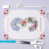 ビッグ3歳の誕生日ガールフォトコラージピンクフラワー 薄葉紙 (クラフト)