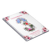 ビッグ3歳の誕生日ガール写真ピンクフラワーゲストブック ノートブック (右側)