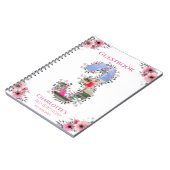 ビッグ3歳の誕生日ガール写真ピンクフラワーゲストブック ノートブック (左側)