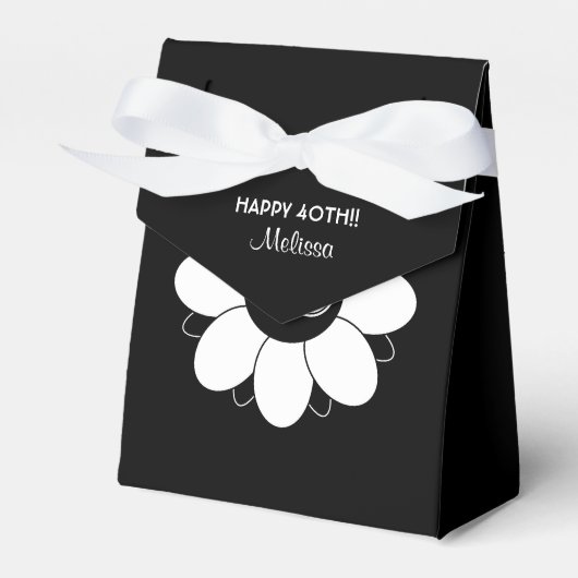 ビッグ40誕生日パーティーフローラデザインパターンブラック フェイバーボックス (正面サイド)