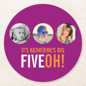 ビッグ5号車!50名と写真テンプレートコースター ラウンドペーパーコースター (正面)