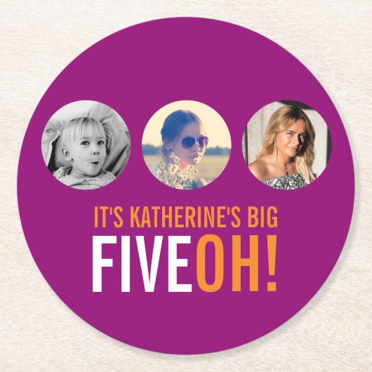 ビッグ5号車！50名と写真テンプレートコースター ラウンドペーパーコースター (正面)