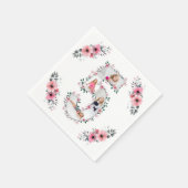 ビッグ5誕生日ガールフォトコラージピンクフラワー スタンダードカクテルナプキン (角)