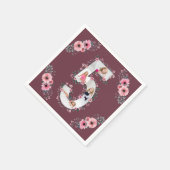 ビッグ5誕生日ガールフォトコラージピンクフラワー スタンダードカクテルナプキン (角)