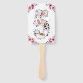 ビッグ5誕生日ガールフォトコラージピンクフラワー ハンドファン (正面)