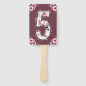 ビッグ5誕生日ガールフォトコラージピンクフラワー ハンドファン (正面)