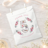 ビッグ5誕生日ガールフォトコラージピンクフラワー フェイバーバッグ (クリップ留めされた状態)