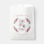 ビッグ5誕生日ガールフォトコラージピンクフラワー フェイバーバッグ (正面)