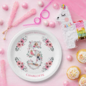 ビッグ5誕生日ガールフォトコラージピンクフラワー ペーパープレート (パーティー)