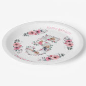 ビッグ5誕生日ガールフォトコラージピンクフラワー ペーパープレート (アングル)