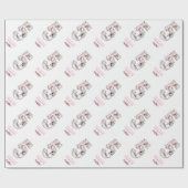 ビッグ5誕生日ガールフォトコラージピンクフラワー ラッピングペーパー (フラット)