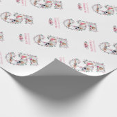 ビッグ5誕生日ガールフォトコラージピンクフラワー ラッピングペーパー (角)