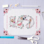 ビッグ5誕生日ガールフォトコラージピンクフラワー 薄葉紙 (クラフト)