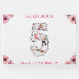 ビッグ5誕生日フォトコラージフラワーガールホワイト ゲストブック