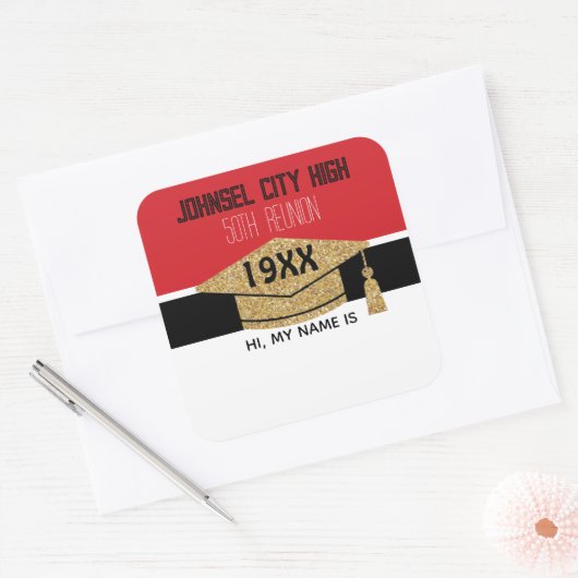 ビッグ50懇親会!クラスカスタム懇親会名タグ スクエアシール (封筒)