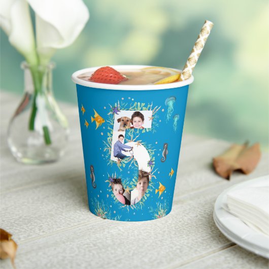 ビッグ5Th Under The Sea誕生日写真コラージュ 紙コップ (インサイチュ)