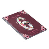 ビッグ6誕生日ガールフォトピンクフラワーゲストブック ノートブック (右側)